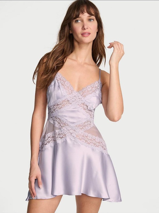 Victoria's Secret Other - Victoria's Secret Light Lavender Satin & Lace Chemise